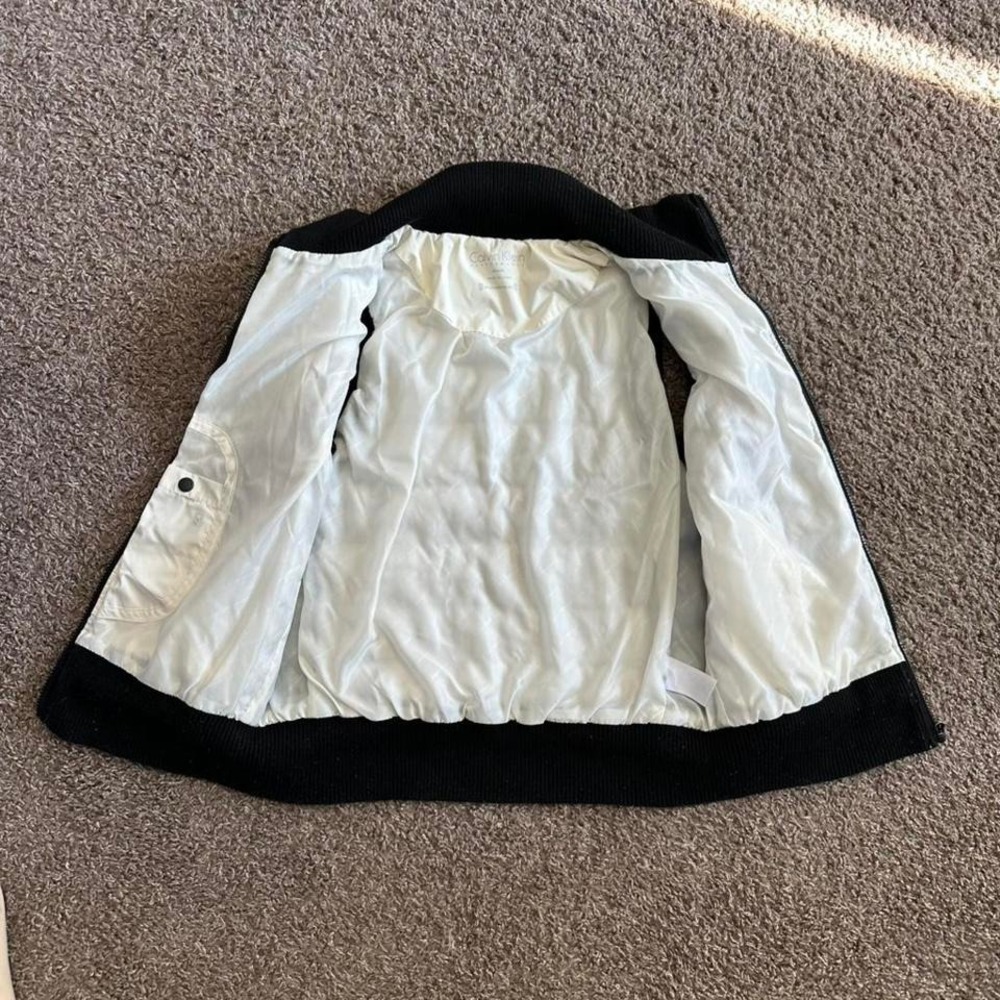 Women's CALVIN KLEIN white/black Puffer Vest, M Premium Down Zip Security Pocket - Picture 6 of 8
